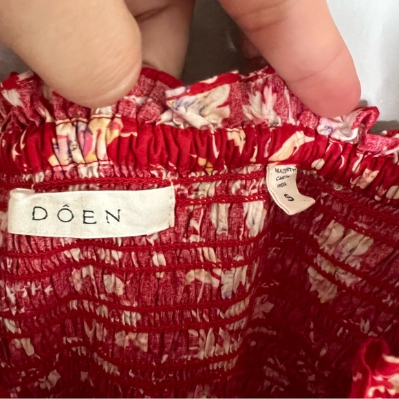 DOEN Bijou Oak Bluffs Red Floral Print Midi Dress Women's Size Small - Picture 8 of 10